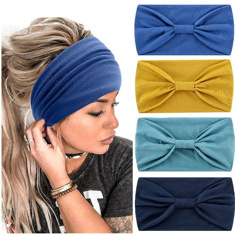 Bandeau pour cheveux pour femmes, accessoires pour cheveux, bandeau large et solide, nœud papillon, turban, lavage du visage, maquillage, bandeau pour cheveux, sport, course à pied, yoga