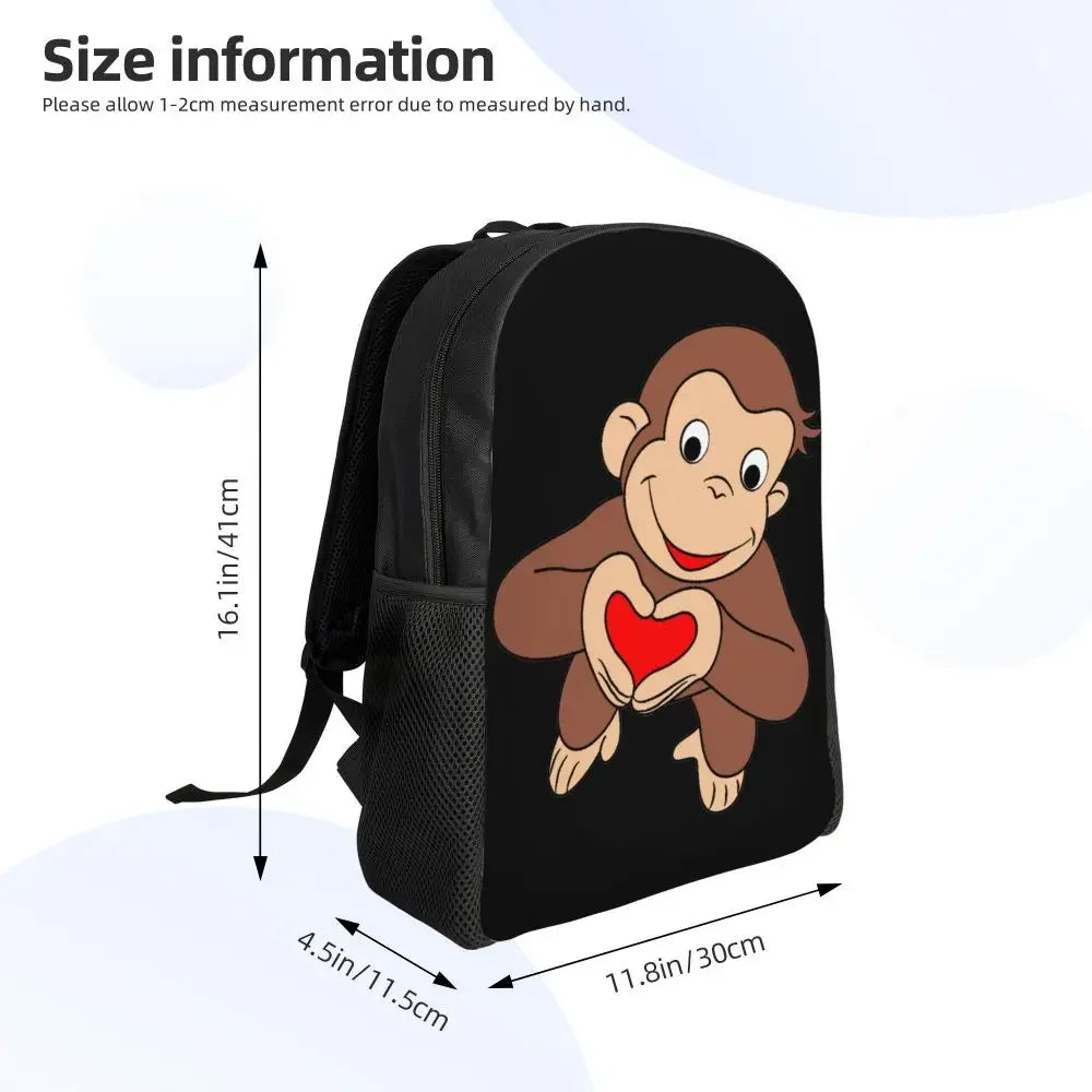 Customized Curious George Backpacks Women Men Casual Bookbag for School College Monkey Bags