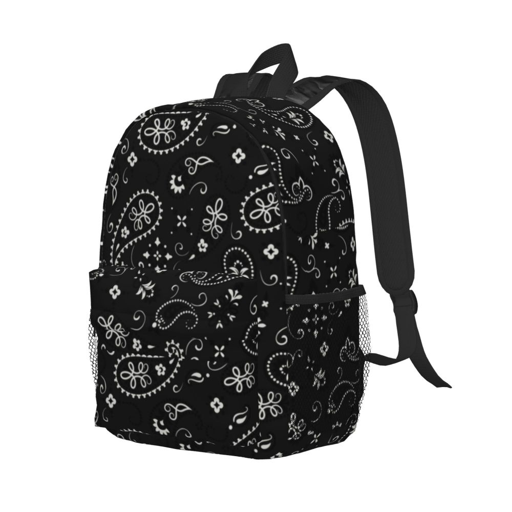 Custom Black White Paisley Chicano Bandana Style Laptop Backpack Women Men Basic Bookbag for School College Student Bag