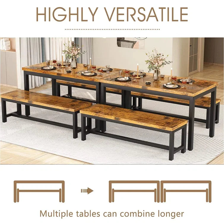 Dining Room Table Set, Kitchen Set With 2 Benches, Ideal For Home, And Room, Breakfast