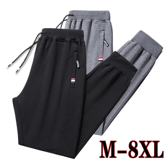 Men's Sweatpants Plus Size Large 5xl Sportswear Elastic Waist Casual Cotton Track Pants Stretch Trousers Male Black Joggers 8XL