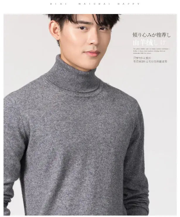 Cashmere Cotton blend Turtleneck Men Sweater Autumn Winter Man Pullover High Neck Sweater Jersey Hombre Pull Homme Hiver Jumper