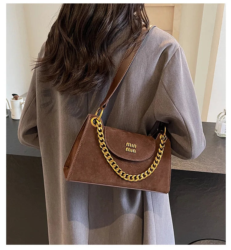 Metal Letter Designer Brand Handbags Top Handle Luxury Shoulder Bags Solid Color Elegant Crossbody Bags Fashion Bags For Women