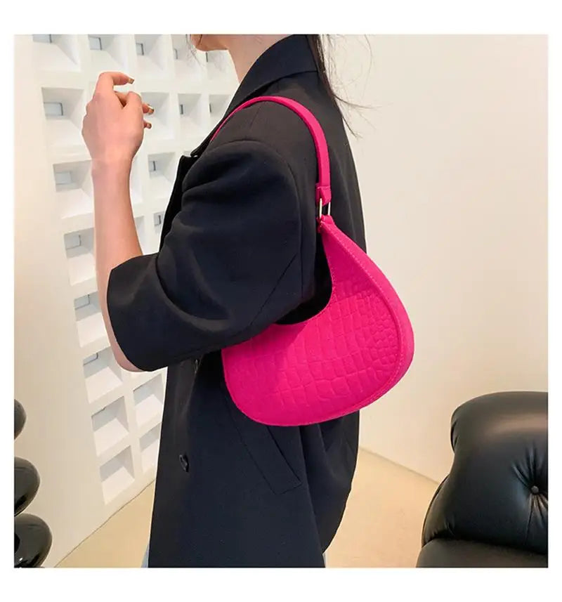 Temperament Handbag Casual Trendy Stone Pattern Shoulder Bag New Single Shoulder Design 2023 Winter Fashion Women'S Underarm Bag