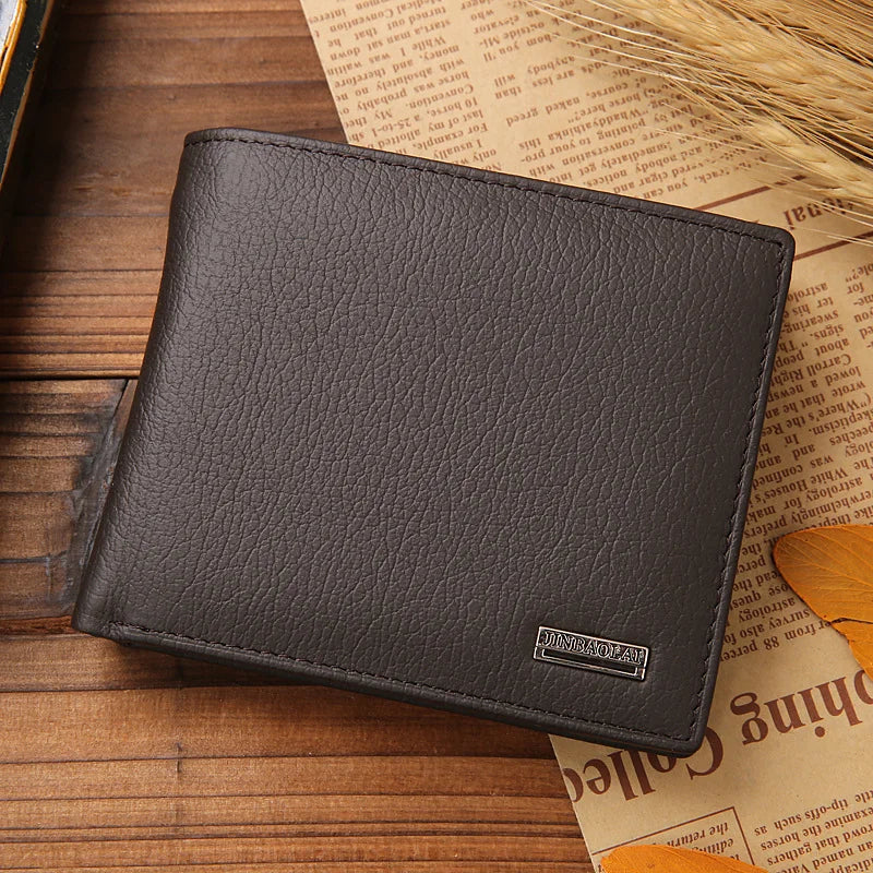 100% Genuine Leather Men Wallets Premium Product Real Cowhide Wallets for Man Short Black Walet Portefeuille Homme