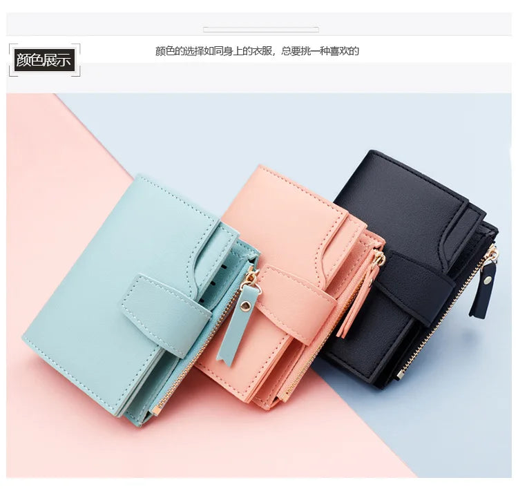 2023 Women Wallet Black Blue/pink Short Female Purse 15 Bits + 2 Big Position Fashion Card Holder Wallet Credit Card Holder Case