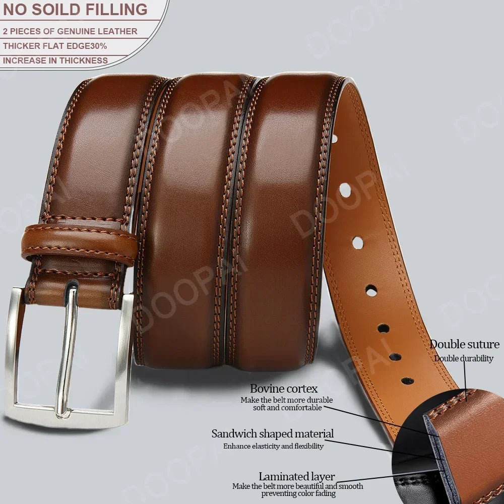 Men Belts High Quality Genuine Leather LONG Large Pin Buckle Metal Automatic Buckle Male Belts Strap Male