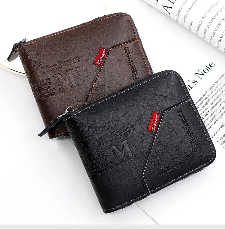 New High Quality Zipper Men Wallets Brand Card Holder Classic Male Wallet  Photo Holder Coin Pocket Men's Purses