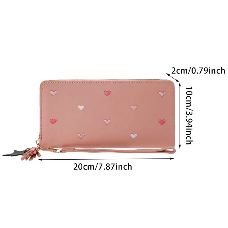 Women Long Wallets Purses Luxury Love Heart Wallets for Ladies Girl Money  Pocket Card Holder Female Wallets Phone Clutch Bag