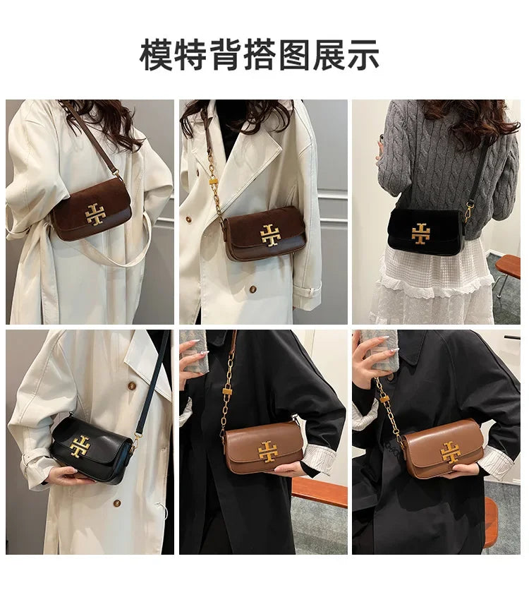 French niche 2024 new bag autumn and winter retro shoulder armpit senior fashion crossbody bag simple small square bag