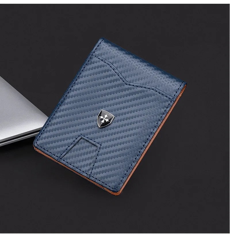 Minimalist men's wallet card bag new baellerry RFID anti-theft brush double fold cross leather card wallet  credit card holder