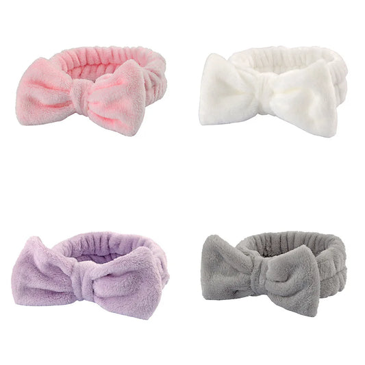 White Black Headbands for Women Girls Soft Elastic Bow Hairbands SPA Bath Shower Make Up Wash Face Headband Hair Accessories