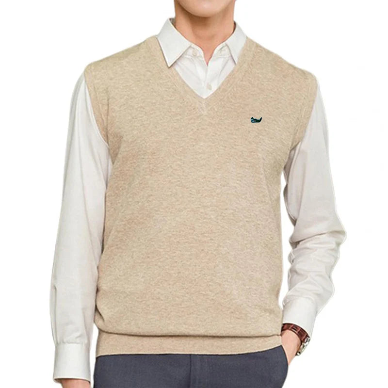 Cashmere Cotton Men's Pullover V-neck Solid Color Sweater Vests  Autumn Winter Casual Wool Sweater For Homme M-5XL