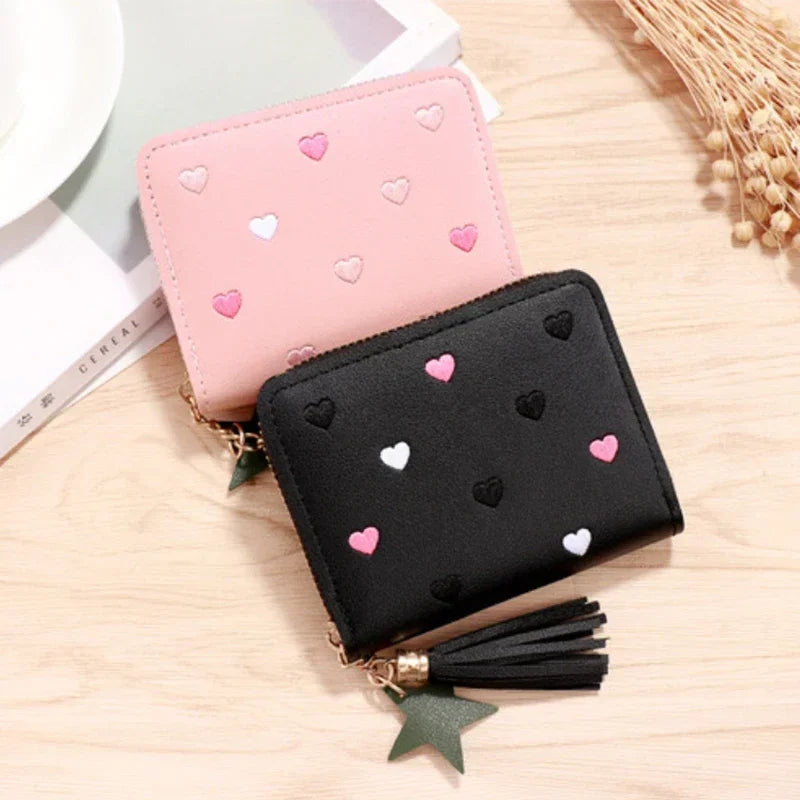 Women Wallet Ladies Mini Small Short Tassel Wallet Cute Girl Zipper Pu Leather Coin Purse Female Hand Wallet Purse