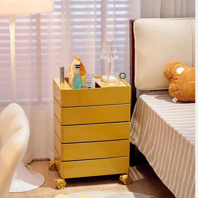 Movable Storage Rack Rotating Bedside Table Storage Cabinet Living Room Home Side Cabinet Multi-layer Snack Storage Cabinet