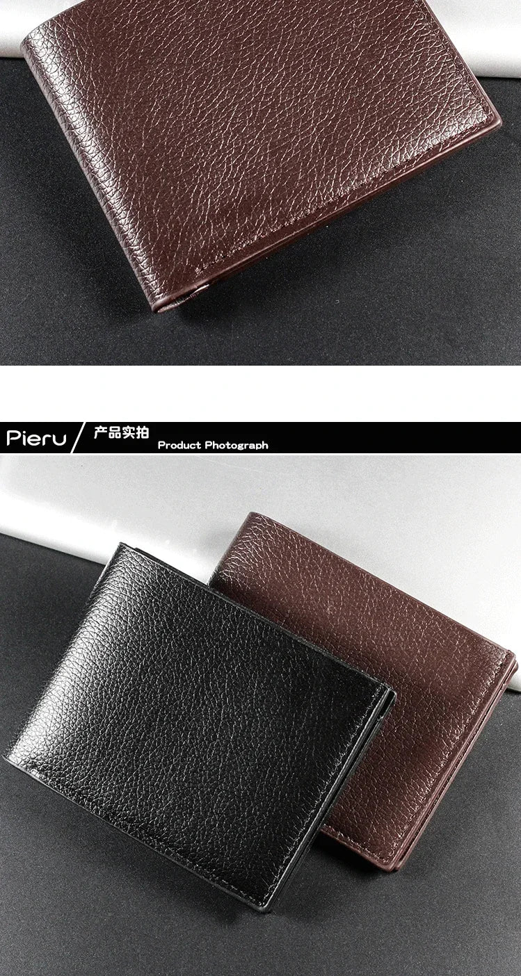 Men's Wallet Genuine Leather Men Wallets Premium Product Real Cowhide Wallets for Man Short Black Walet Portefeuille Homme