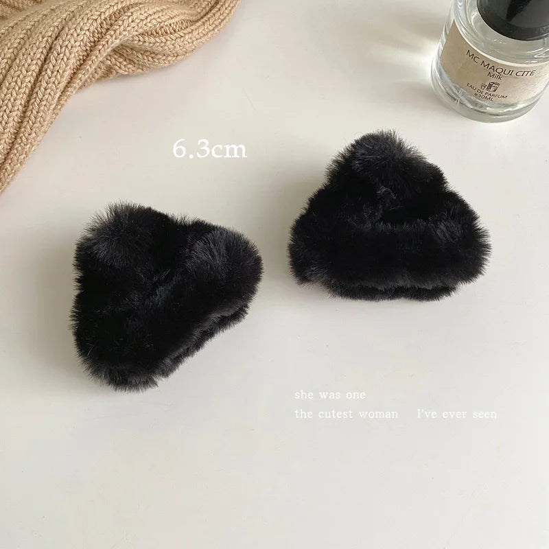 Plush Cat Ears Hair Clips For Women Girls Lamb Cashmere Hairpin Forehead Bangs Clip Fluffy Children New Winter Hair Accessories