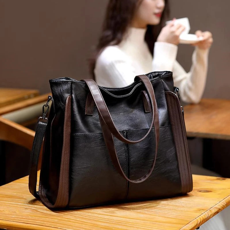 Large Capacity Casual Tote Bag Women Luxury Handbag Shoulder Bag for Female 2023 Ladies Vintage PU Leather Crossbody Bag Sac