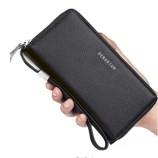 New Color Men`s Long Wallet for Men RFID Blocking Clutch Organizer Zipper Leather Business ID Credit Card Holder Purse