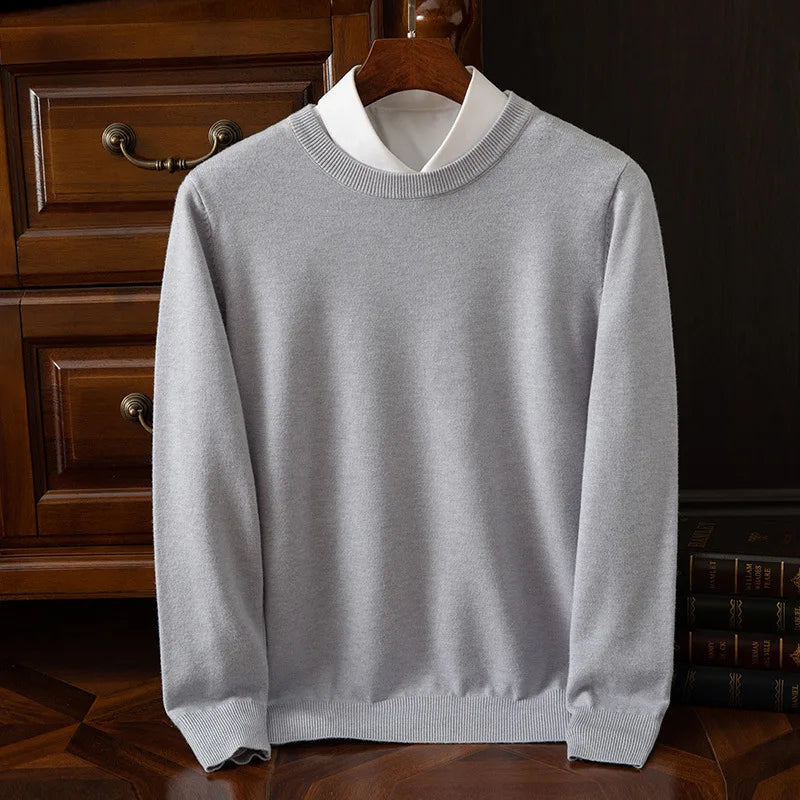 Autumn/Winter New Men's Cashmere Cold Resistant Clothing Round Neck White Sweater Pullover Warm korean Sweaters Pullover Tops