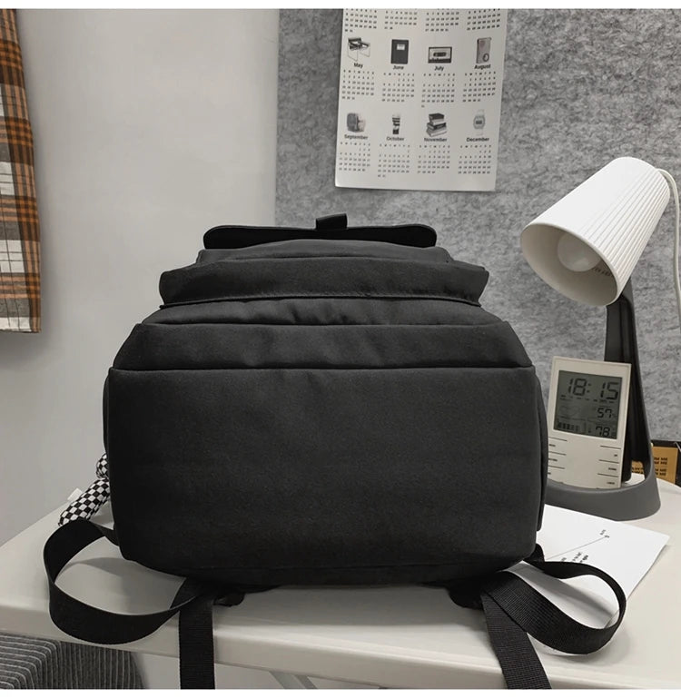 New Simple Student Bag Solid Color Schoolbag Youth Large Capacity Travel Backpack High Quality Canvas Schoolbag Fashion Backpack