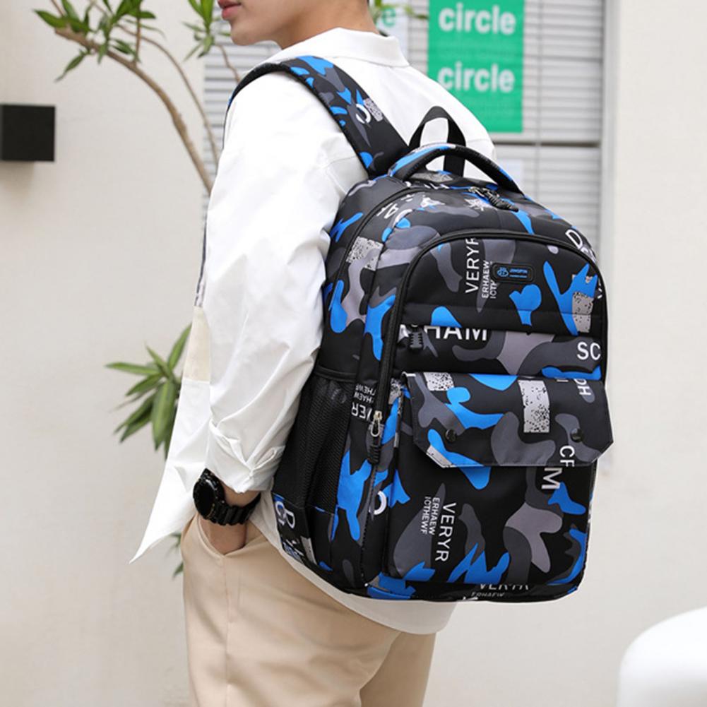 Student Backpack Camouflage Breathable Strap Large Capacity Lightweight Bookbag School Bag for Outdoor Travel