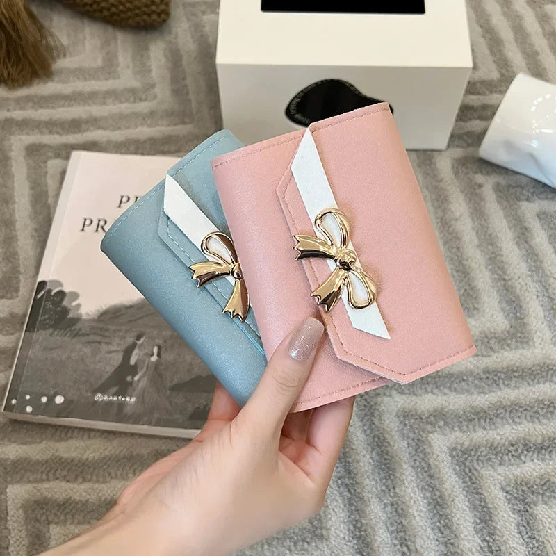 Women Short Cute Small Wallets Student Triple Fold Card Holder Girl ID Bag Card Holder Coin Purse Ladies Wallets Cartoon Bags