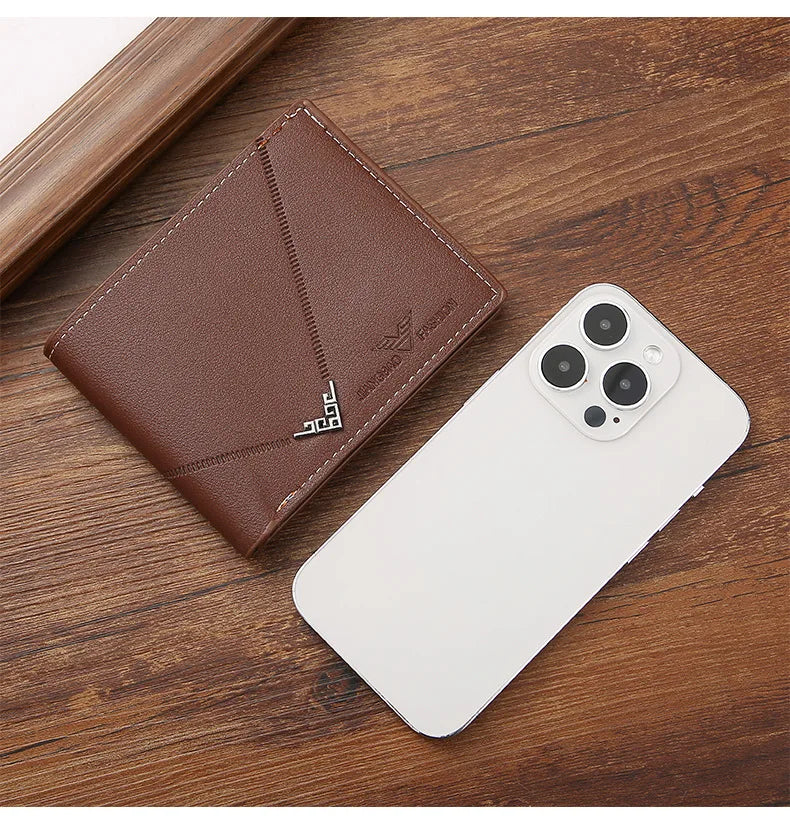 New Men's Wallet Money Bag PU Leather Business Short Wallet Vintage Soft Purse Multi-card Holder Portefeuille Homme Billetera