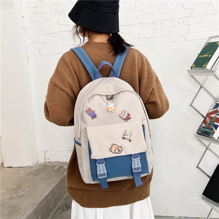 New Female Backpacks Women Cartoon High Capacity Nylon Waterproof College Backpack Trendy Women Laptop Girl Travel School Bags