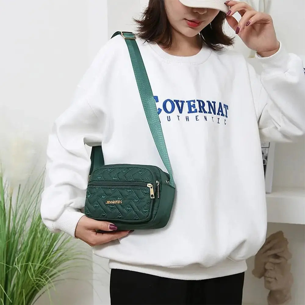 New Fashion Embroidery Bag Women's Zipper Handbag Women Nylon Square Handbags Lady's Shoulder Cross Body Female Bag