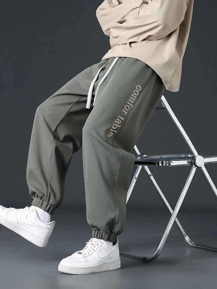 Big Size Men Sweatpants Spring Autumn Casual Baggy Jogger Pants String Banding Solid Color Sportswear Cotton Loose Trousers 8XL