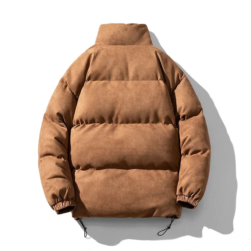 Winter Faux Suede Puffer Jacket New Retro Parkas Coat Men Various Color Cotton-Padded Coat Oversize Warm Solid Color Streetwear