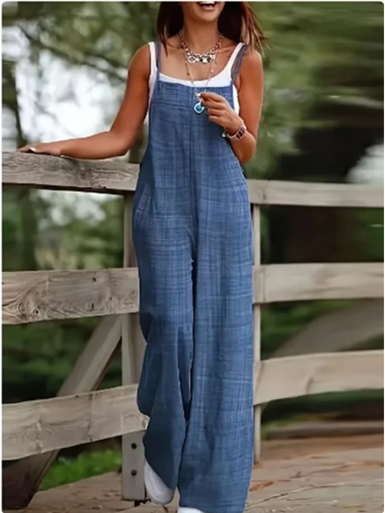 Loose Jumpsuit Women's Casual Solid Color Vest Overalls Summer Trend Jumpsuit