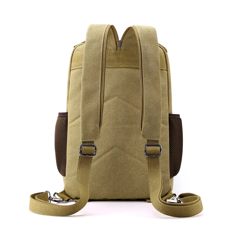 Small Mens Backpack Canvas Casual Backpacks for Men 2024 Mini Male School Bag Rucksack Man Multi-function Crossbody Bag Travel