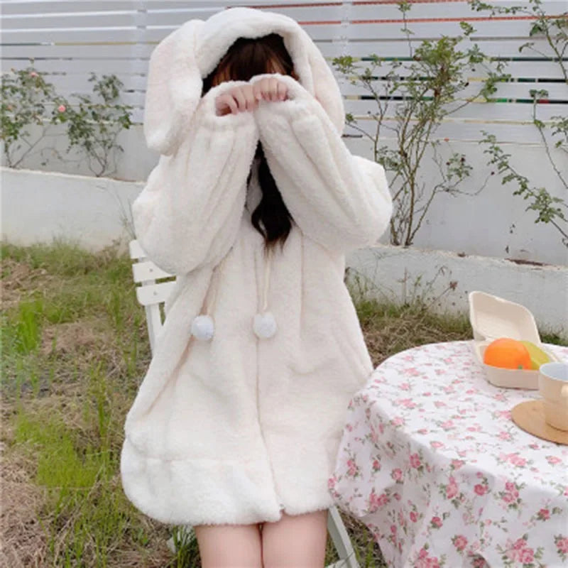 Women's Autumn Winter Lambswool Jacket Cardigan Plush Rabbit Sweatshirt Thickened Other Style Hoodies Sweatshirts