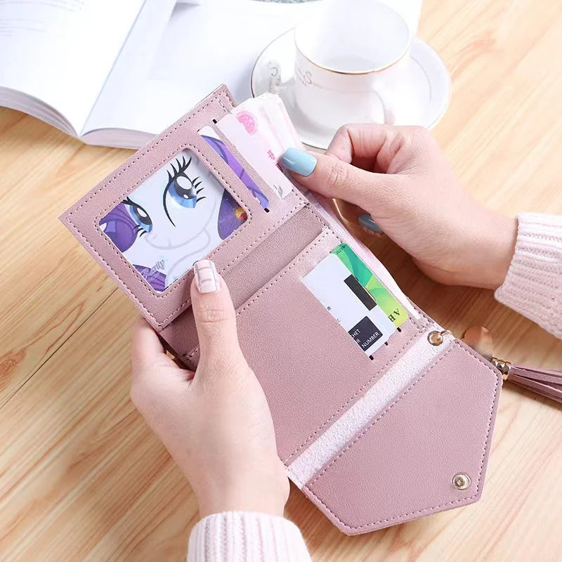 Mini Tassel Wallet Women Fashion Purse Female Short Mini Wallets Korean Students Lovely Purse Female Small Wallet for Women