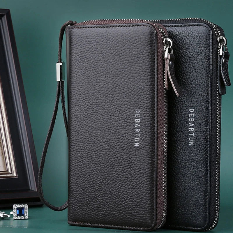 New Color Men`s Long Wallet for Men RFID Blocking Clutch Organizer Zipper Leather Business ID Credit Card Holder Purse