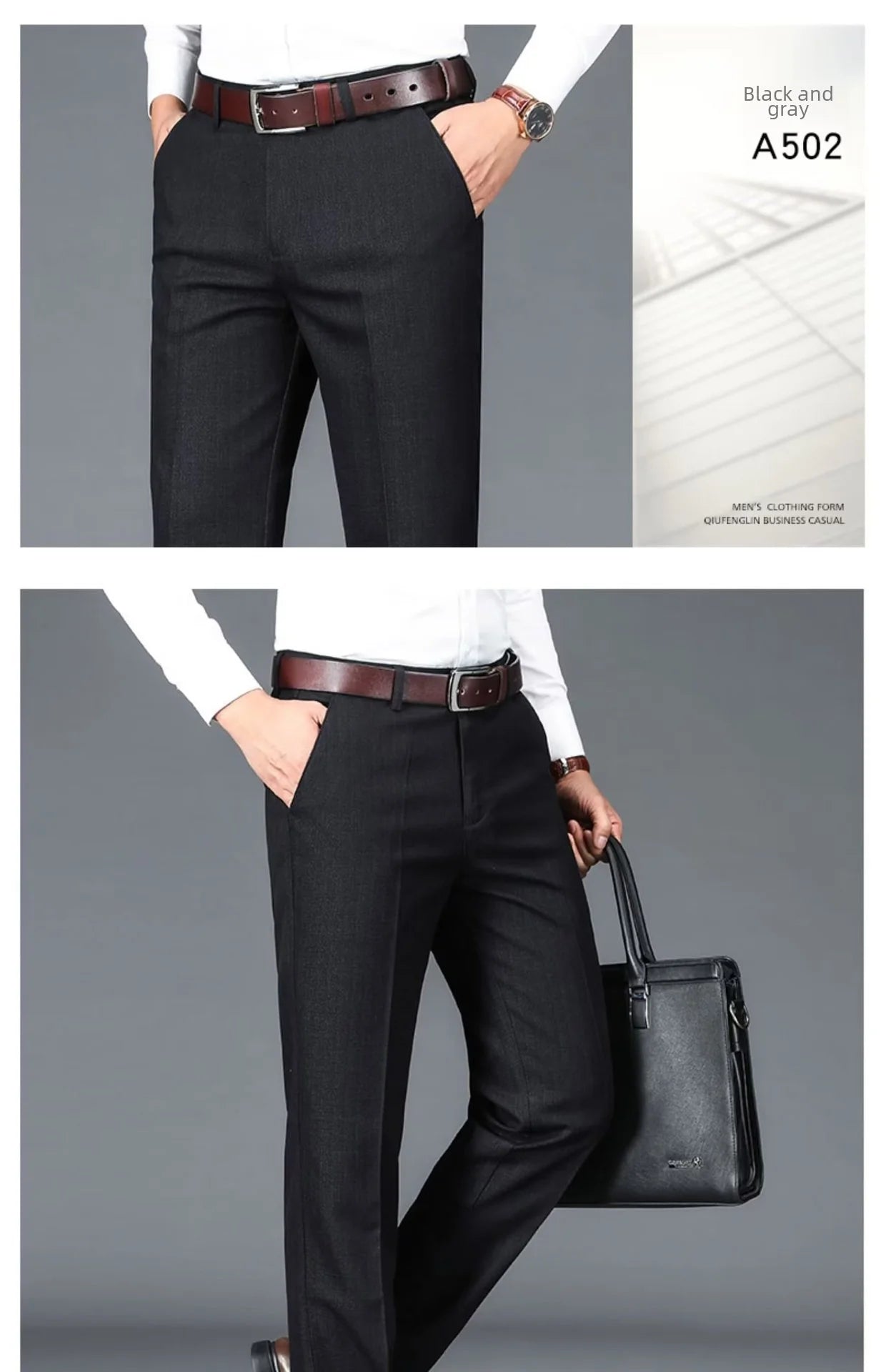 Men's Business Casual Trousers Draped Straight-leg Spring Summer Elasticity Midlife Father Trousers Smart Style Office Wear