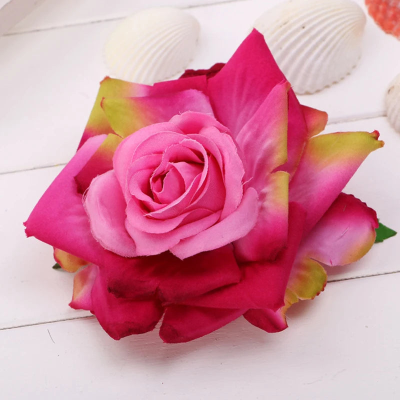 Flamenco Flowers For Hair DIY Headdress For Bridal Flocking Cloth Red Rose Flower Hairpin Hair Clip Party Hair Accessories