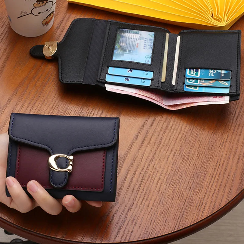 PU Leather Women Wallet Fashion Multi-card Three-fold Money Clip C Letter Coin Purses Women