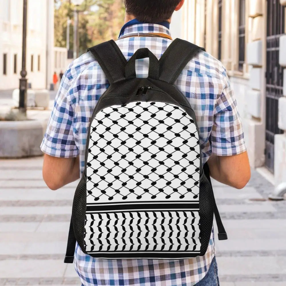 Custom Palestinians Keffiyeh Pattern Backpack for Women Men Waterproof College School Tradition Bag Print Bookbags