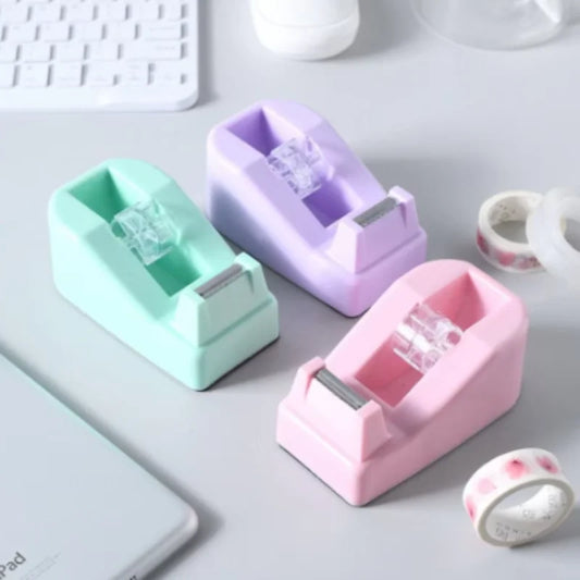 1PC Transparent Box Tape Dispenser Macaron Desktop Tape Holder Tape Cutter Box Students Stationery Gift School Office Supplies