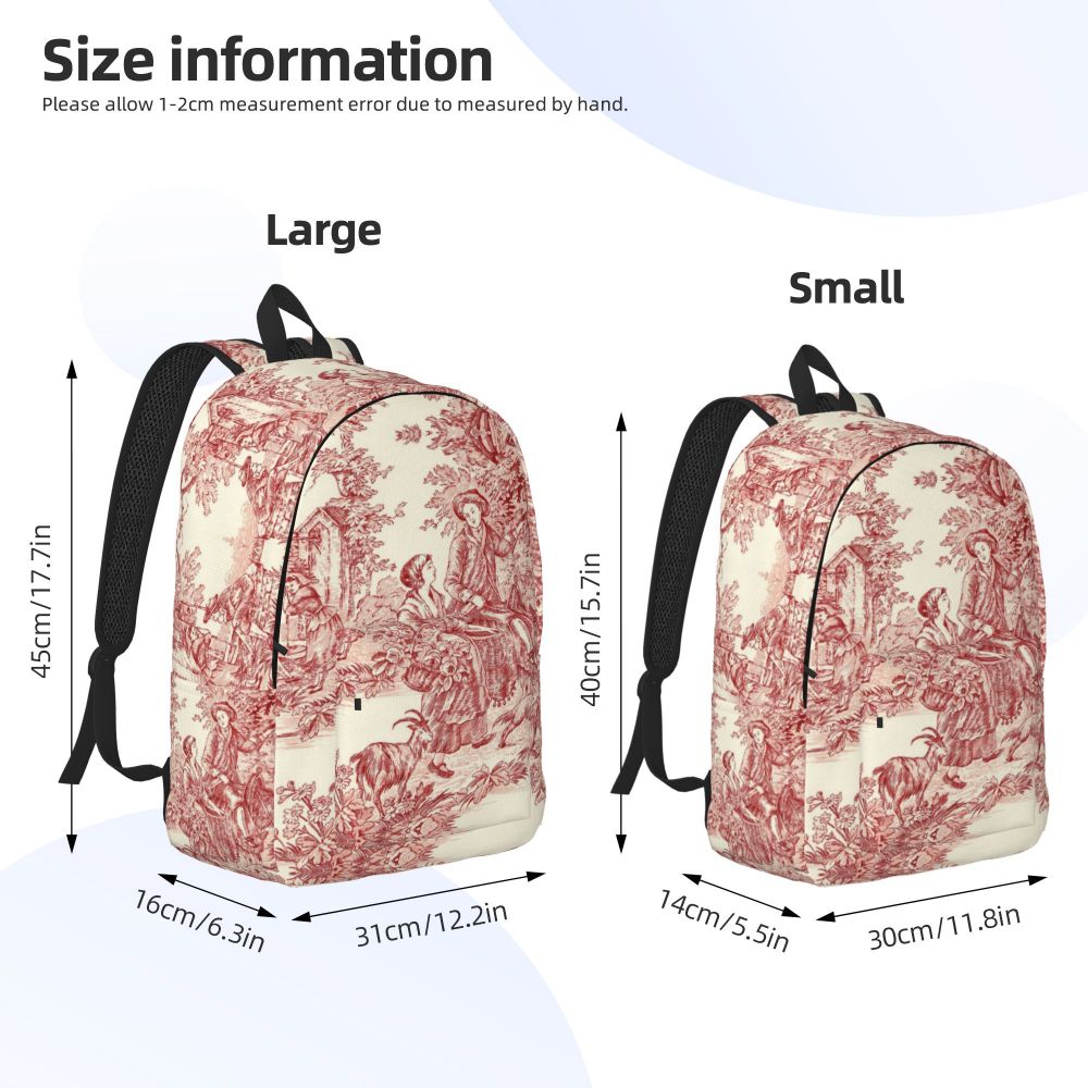 Personalized Navy Blue Toile De Jouy Canvas Backpacks Men Women Basic Bookbag for School College French Countryside Floral Bags