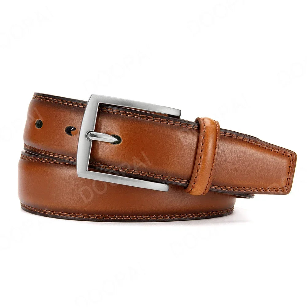 Men Belts High Quality Genuine Leather LONG Large Pin Buckle Metal Automatic Buckle Male Belts Strap Male