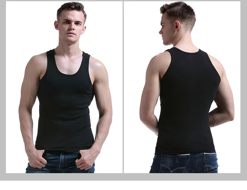 8 Pcs Cotton Mens Sleeveless Tank Top Solid Muscle Vest Men Undershirts O-neck Gymclothing Tees Tops Body Hombre Men Clothing