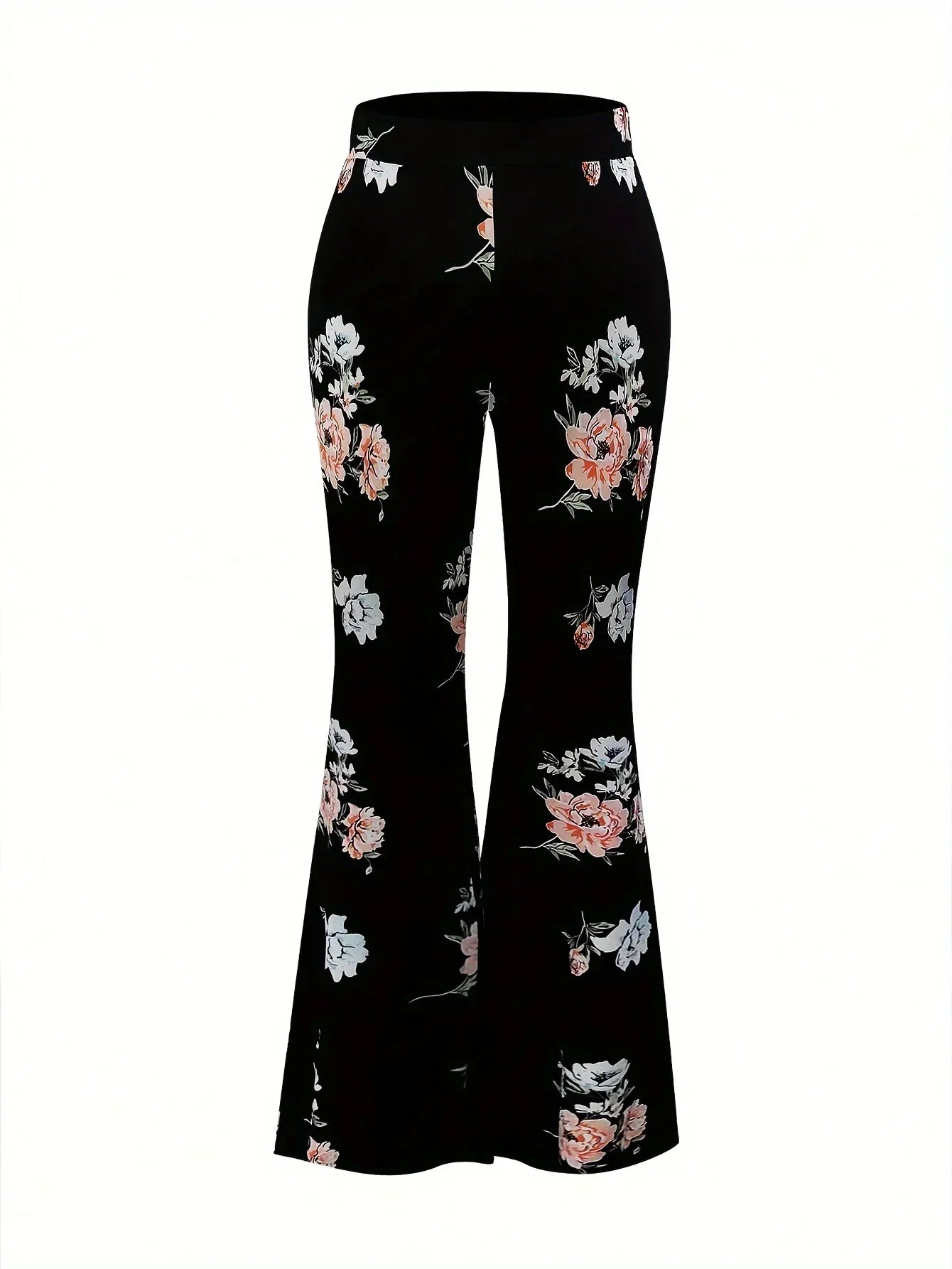 Pantalon taille haute moulant et élégant à imprimé floral pour femme grande taille, à effet amincissant