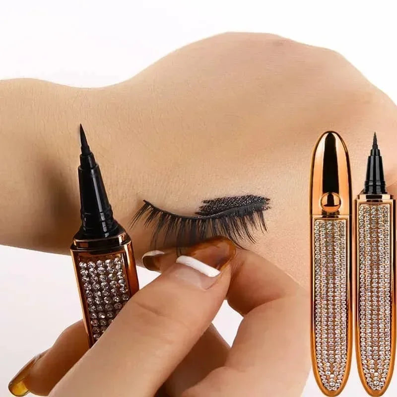 Crayon Eyeliner Auto-Adhésif Longue Durée Sans Colle Non Magnétique Séchage Rapide Cils Collants Eye Liner Stylo 2 en 1