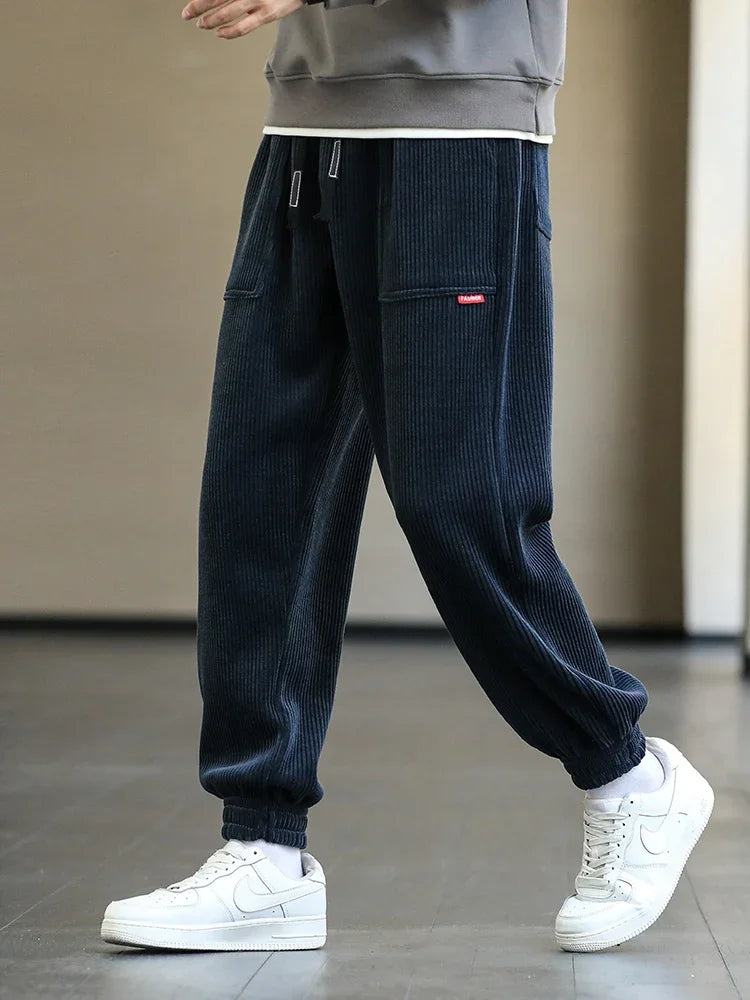 2024 New Autumn Winter Corduroy Sweatpants Men Baggy Joggers Fashion Streetwear Loose Casual Harem Pants Plus SIze 8XL