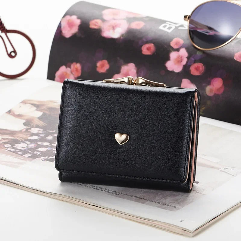 New Fashion Purse Female Short Version of Students Fresh Folding Mini Metal Wallet Cute Purse Lady Coin Purse for Female Lovely