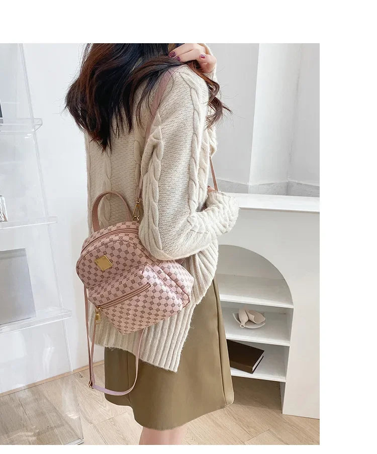 2024 New Fashion Casual Women Mini Backpack Luxury Pu Leather Small Bag School Girl Backpacks style Ladies Cute Travelling